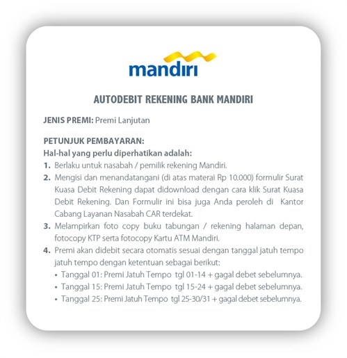 Cara Pembayaran Autodebit Mandiri (1)