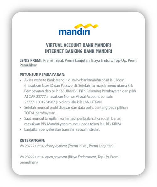 Cara Pembayaran VA Internet Banking Mandiri