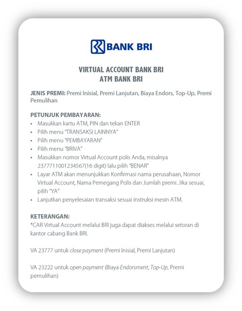 Cara Pembayaran VA ATM BRI