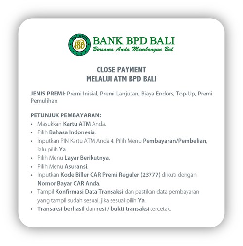 Close Payment Melalui ATM BPD Bali