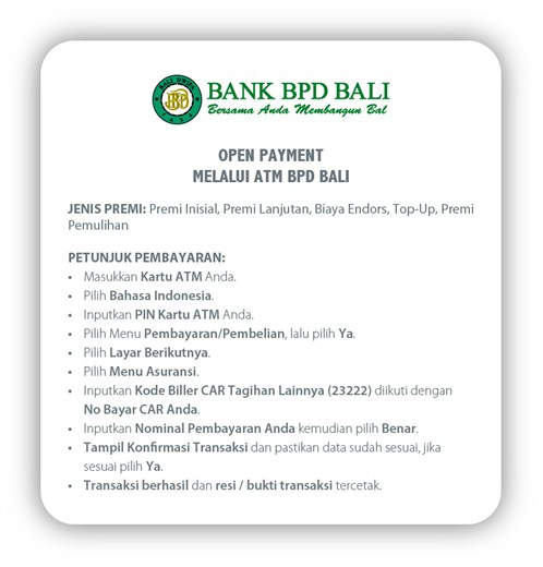 Open Payment Melalui ATM BPD Bali