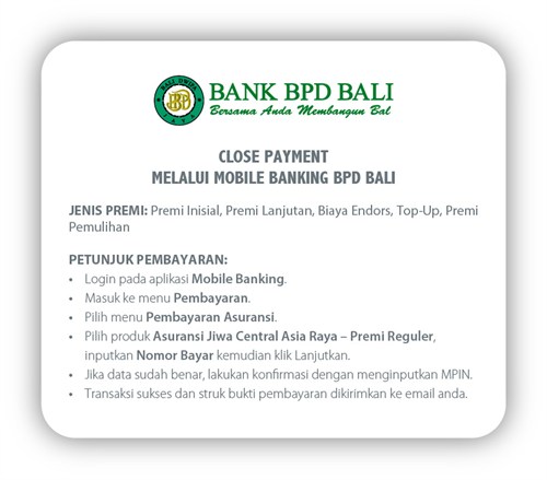 Close Payment Melalui Mobile Banking BPD Bali