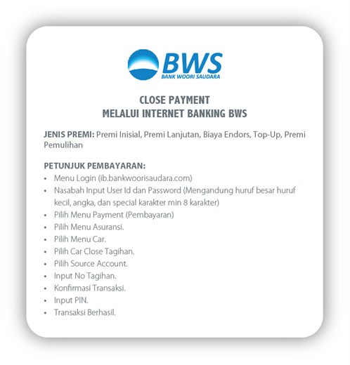 Close Payment Melalui Internet Banking BWS