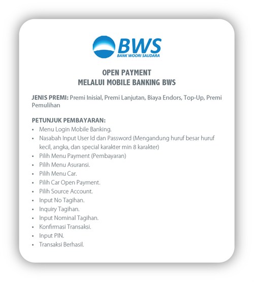 Open Payment Melalui Mobile Banking BWS